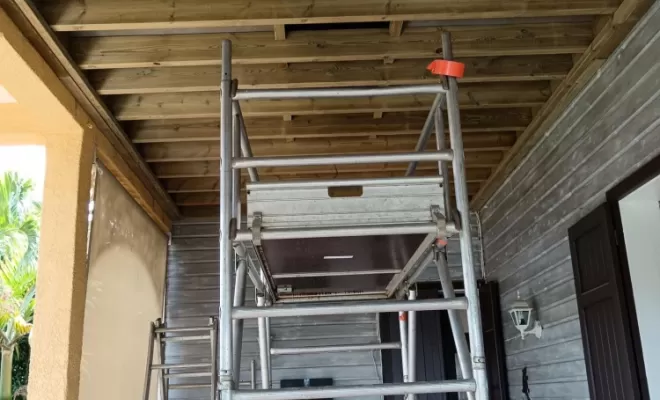 Réalisation d'un plafond terrasse d'une maison à Petite-Île, Le Tampon, GB Rénovation Toiture 974